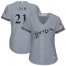Milwaukee Brewers #21 Travis Shaw Grey Road Womens Stitched MLB Jersey