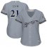 Milwaukee Brewers #21 Travis Shaw Grey Road Womens Stitched MLB Jersey