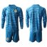 Argentina Blank Blue Long Sleeves Goalkeeper Soccer Country Jersey