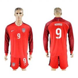 USA #9 Morris Away Long Sleeves Soccer Country Jersey