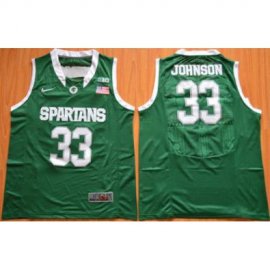 Michigan State Spartans #33 Magic Johnson Green Authentic Basketball Stitched NCAA Jersey