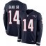 Nike New England Patriots #14 Mohamed Sanu Sr Navy Blue Team Color Mens Stitched NFL Limited Therma Long Sleeve Jersey