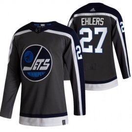Winnipeg Jets #27 Nikolaj Ehlers Black Mens Adidas 2020-21 Reverse Retro Alternate NHL Jersey