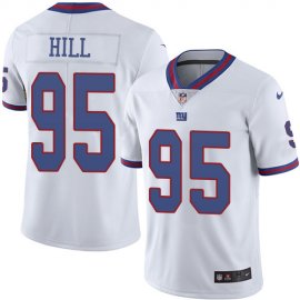 Nike New York Giants #95 B.J. Hill White Mens Stitched NFL Limited Rush Jersey