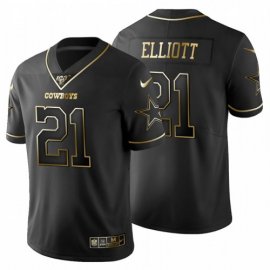 Dallas Cowboys #21 Ezekiel Elliott Mens Nike Black Golden Limited NFL 100 Jersey