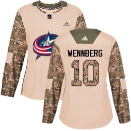 Adidas Columbus Blue Jackets #10 Alexander Wennberg Camo Authentic 2017 Veterans Day Womens Stitched NHL Jersey