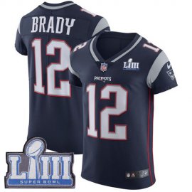 Nike New England Patriots #12 Tom Brady Navy Blue Team Color Super Bowl LIII Bound Mens Stitched NFL Vapor Untouchable Elite Jersey