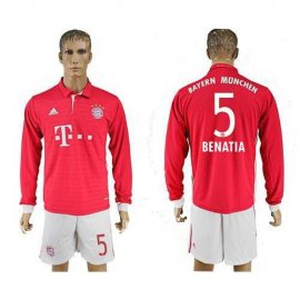 Bayern Munchen #5 Benatia Home Long Sleeves Soccer Club Jersey