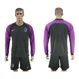 France Blank Black Goalkeeper Long Sleeves Soccer Country Jersey