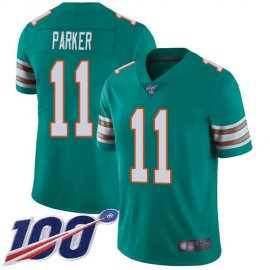 Nike Miami Dolphins #11 DeVante Parker Aqua Green Alternate Mens Stitched NFL 100th Season Vapor Limited Jersey