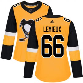 Adidas Pittsburgh Penguins #66 Mario Lemieux Gold Alternate Authentic Womens Stitched NHL Jersey