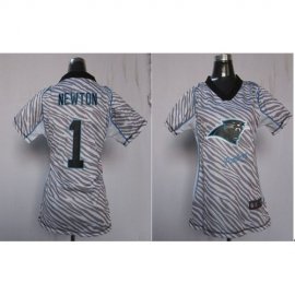 Nike Carolina Panthers #1 Cam Newton Zebra Womens Stitched NFL Elite Jersey