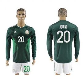 Mexico #20 Aquino Home Long Sleeves Soccer Country Jersey