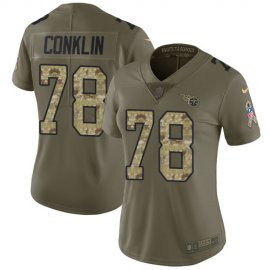 Nike Tennessee Titans #78 Jack Conklin Olive/Camo Womens Stitched NFL Limited 2017 Salute to Service Jersey