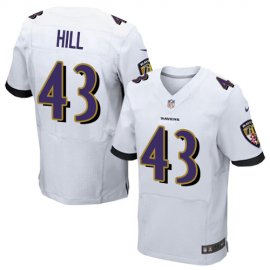 Nike Baltimore Ravens #43 Justice Hill White Mens Stitched NFL New Elite Jersey