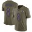 Nike Baltimore Ravens #8 Lamar Jackson Olive Youth Stitched NFL Limited 2017 Salute to Service Jersey