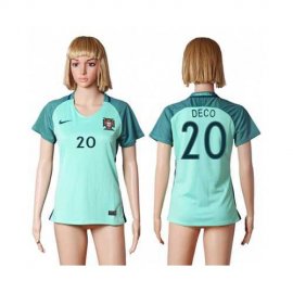 Womens Portugal #20 Deco Away Soccer Country Jersey