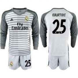Real Madrid #25 Courtois Grey Goalkeeper Long Sleeves Soccer Club Jersey