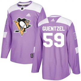 Adidas Pittsburgh Penguins #59 Jake Guentzel Purple Authentic Fights Cancer Stitched NHL Jersey
