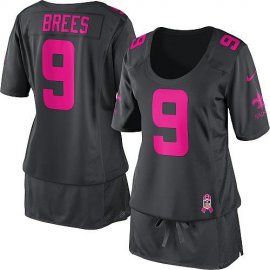 Nike New Orleans Saints #9 Drew Brees Dark Grey Womens Breast Cancer Awareness Stitched NFL Elite Jersey