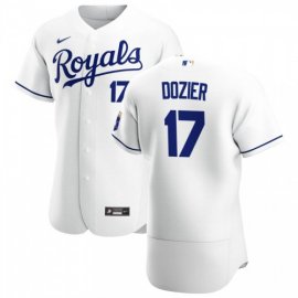 Kansas City Royals #17 Hunter Dozier Mens Nike White Home 2020 Authentic Player MLB Jersey