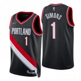 Nike Portland Trail Blazers #1 Anfernee Simons Black Mens 2021-22 NBA 75th Anniversary Diamond Swingman Jersey – Icon Edition Mens