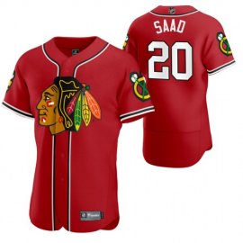 Chicago Blackhawks #20 Brandon Saad Mens 2020 NHL x MLB Crossover Edition Baseball Jersey Red