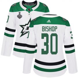 Adidas Dallas Stars #30 Ben Bishop White Road Authentic Womens 2020 Stanley Cup Final Stitched NHL Jersey