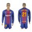 Barcelona #21 Andre Gomes Home Long Sleeves Soccer Club Jersey