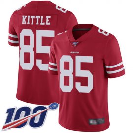 Nike San Francisco 49ers #85 George Kittle Red Team Color Mens Stitched NFL 100th Season Vapor Limited Jersey