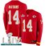 Nike Kansas City Chiefs #14 Sammy Watkins Red Super Bowl LIV 2020 Team Color Youth Stitched NFL Limited Therma Long Sleeve Jersey