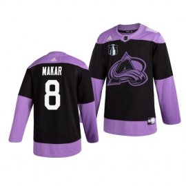 Colorado Colorado Avalanche #8 Cale Makar Adidas 2022 Stanley Cup Final Patch Mens Hockey Fights Cancer Practice NHL Jersey Black Mens