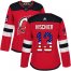Adidas New Jersey Devils #13 Nico Hischier Red Home Authentic USA Flag Womens Stitched NHL Jersey