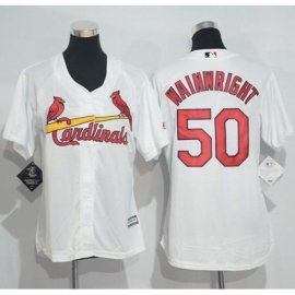 St.Louis Cardinals #50 Adam Wainwright White Womens Home Stitched MLB Jersey