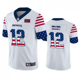New England New England Patriots #12 Tom Brady White Mens Nike Team Logo USA Flag Vapor Untouchable Limited NFL Jersey