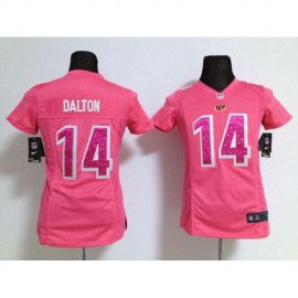 Nike Cincinnati Bengals #14 Andy Dalton Pink Sweetheart Womens Stitched NFL Elite Jersey