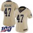 Nike New Orleans Saints #47 Alex Anzalone Gold Womens Stitched NFL Limited Inverted Legend 100th Season Jersey