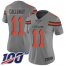Nike Cleveland Browns #11 Antonio Callaway Gray Womens Stitched NFL Limited Inverted Legend 100th Season Jersey