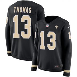 Nike New Orleans Saints #13 Michael Thomas Black Team Color Womens Stitched NFL Limited Therma Long Sleeve Jersey