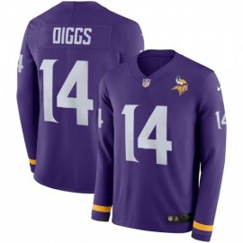 Mens Minnesota Vikings #14 Stefon Diggs Purple Team Color Mens Stitched NFL Limited Therma Long Sleeve Jersey