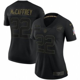 Carolina Carolina Panthers #22 Christian McCaffrey Nike Womens 2020 Salute To Service Limited Jersey Black