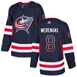 Adidas Columbus Blue Jackets #8 Zach Werenski Navy Blue Home Authentic Drift Fashion Stitched NHL Jersey