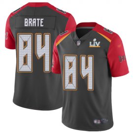 Nike Tampa Bay Buccaneers #84 Cameron Brate Gray Mens Super Bowl LV Bound Stitched NFL Limited Inverted Legend Jersey