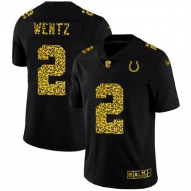 Indianapolis Colts #2 Carson Wentz Mens Nike Leopard Print Fashion Vapor Limited NFL Jersey Black