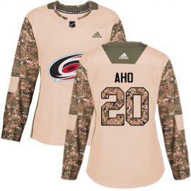 Adidas Carolina Hurricanes #20 Sebastian Aho Camo Authentic 2017 Veterans Day Womens Stitched NHL Jersey