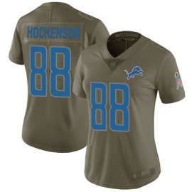 Nike Detroit Lions #88 T.J. Hockenson Olive Womens Stitched NFL Limited 2017 Salute to Service Jersey