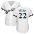 Milwaukee Brewers #22 Christian Yelich White Home Womens Stitched MLB Jersey