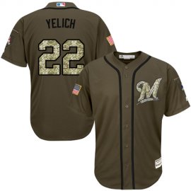 Milwaukee Brewers #22 Christian Yelich Green Salute to Service Stitched Youth MLB Jersey