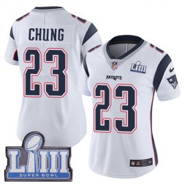 Nike New England Patriots #23 Patrick Chung White Super Bowl LIII Bound Womens Stitched NFL Vapor Untouchable Limited Jersey