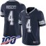 Nike Dallas Cowboys #4 Dak Prescott Navy Blue Team Color Mens Stitched NFL 100th Season Vapor Limited Jersey